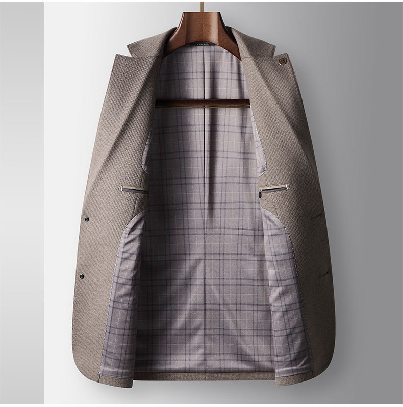 Erkek Giyim takım elbise sonbahar ve kış hafif lüks yün iş bekar batı orta yaşlı ve genç insanlar düz renk günlük takım elbise ceket trendi_voghion.com