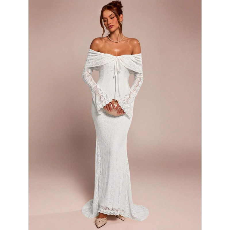 E 60269 Tube Train Dress Strapless Long Dress with Train for Cross-Border Sales on Aliexpress