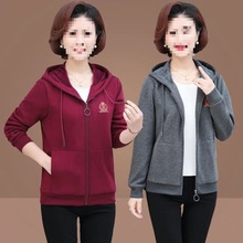 棉妈妈装春装外套短款中年卫衣女春秋款岁休闲运动宽松上衣