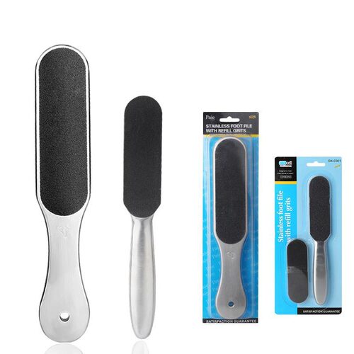 Stainless steel double-sided sandpaper foot scrubber, dead skin scrub, callus tool C001, hollow handle foot scrubber