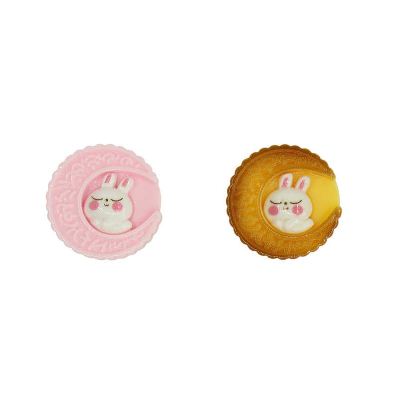 YQTかわいいウサギ月餅オリジナルデザイン樹脂アクセサリーdiyアクセサリーミニ食遊月餅クリームゴム部品|undefined