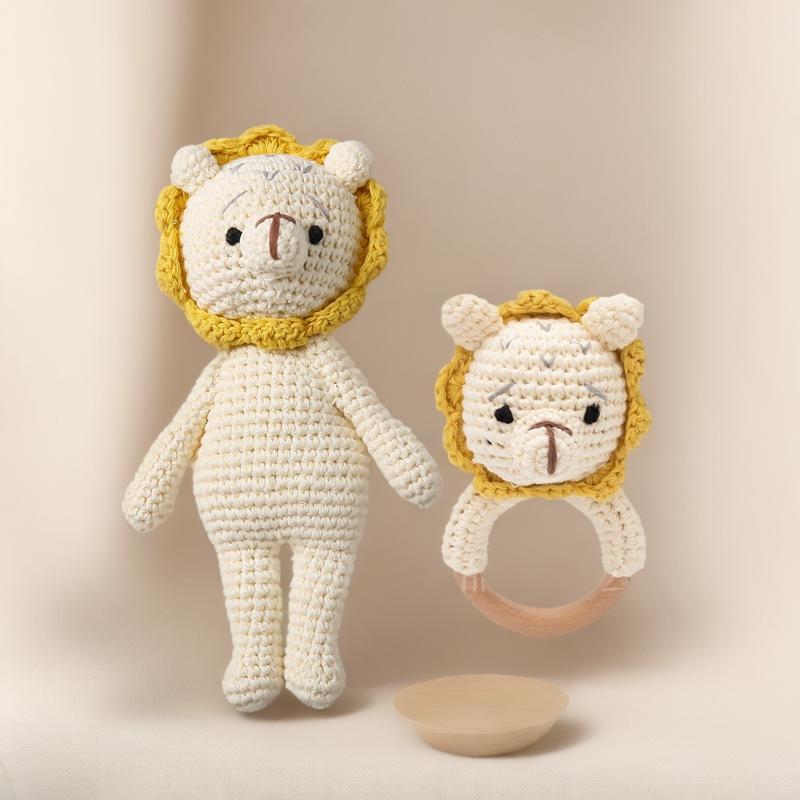 Cross-border Crochet Little Lion suit Animal Rattle Baby Doll Baby Soothing Toy Bite Crochet Play Cross-border Crochet Little Lion suit Animal Rattle Baby Doll Baby Soothing Toy Bite Crochet Play
