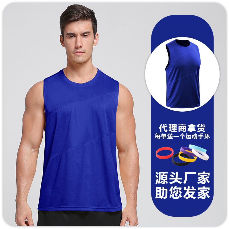 Maratón de verano chaleco deportivo de secado rápido chaleco sin mangas de los hombres corriendo entrenamiento de baloncesto Chaleco de fitness Suelto image 9
