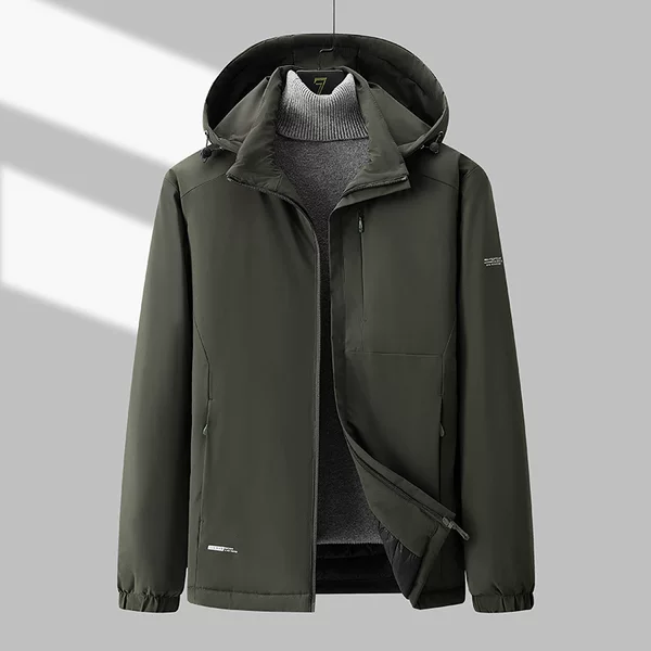 Men's autumn and winter cotton coat with stand-up collar, padded, plus size, windproof, warm, with detachable hood