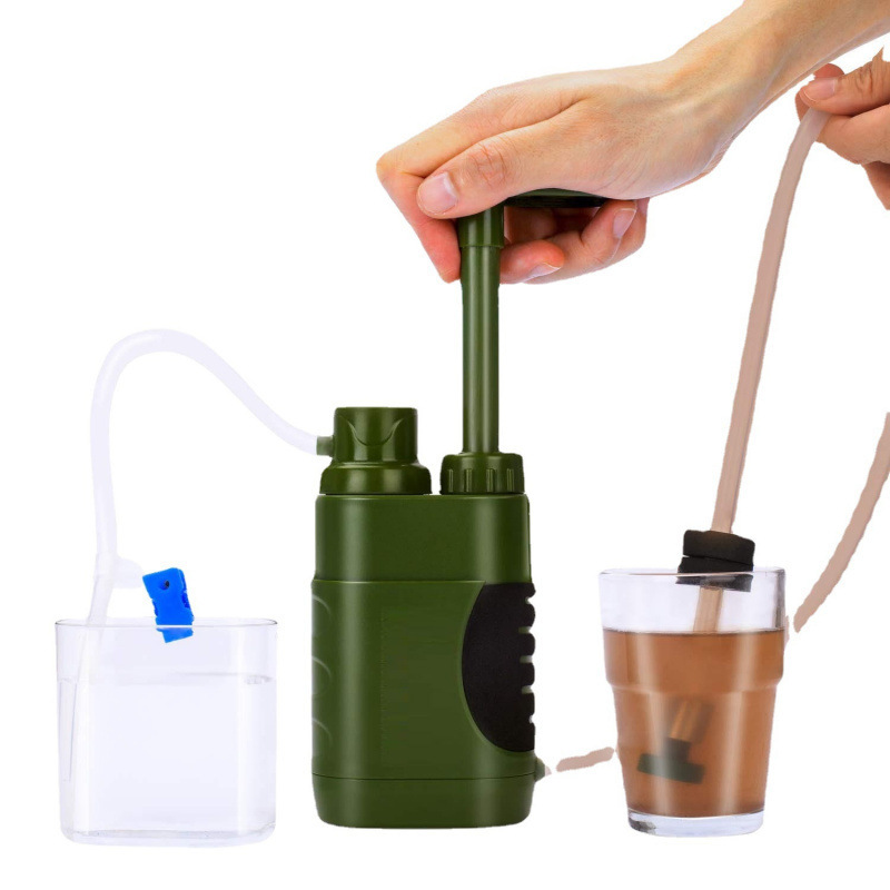 Cross-Border E-Commerce Outdoor Camping New Hand Pump Survival Tool Portable Individual Water Purifier Camping Drinking Water