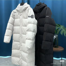 迪家情侣款羽绒服男女长款连帽新款时尚休闲长过膝加厚白鸭绒801