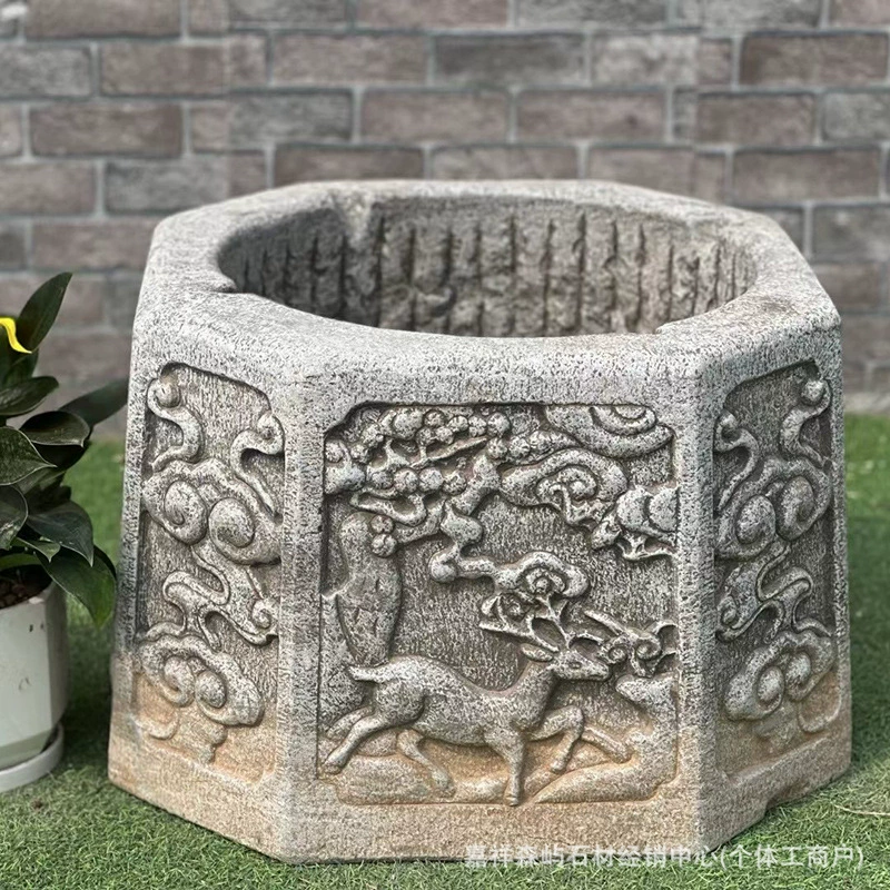 Винтажное каменное оголовье для колодца, старинное каменное кольцо для водяного колодца, каменное оголовье для уличного водяного колодца во дворе, каменное оголовье без дна, резное каменное оголовье для колодца