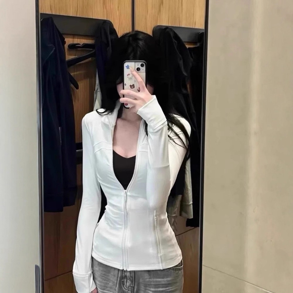 修身防晒衣女2026夏收腰显瘦瑜伽服短款外套运动防晒上衣UPF50+