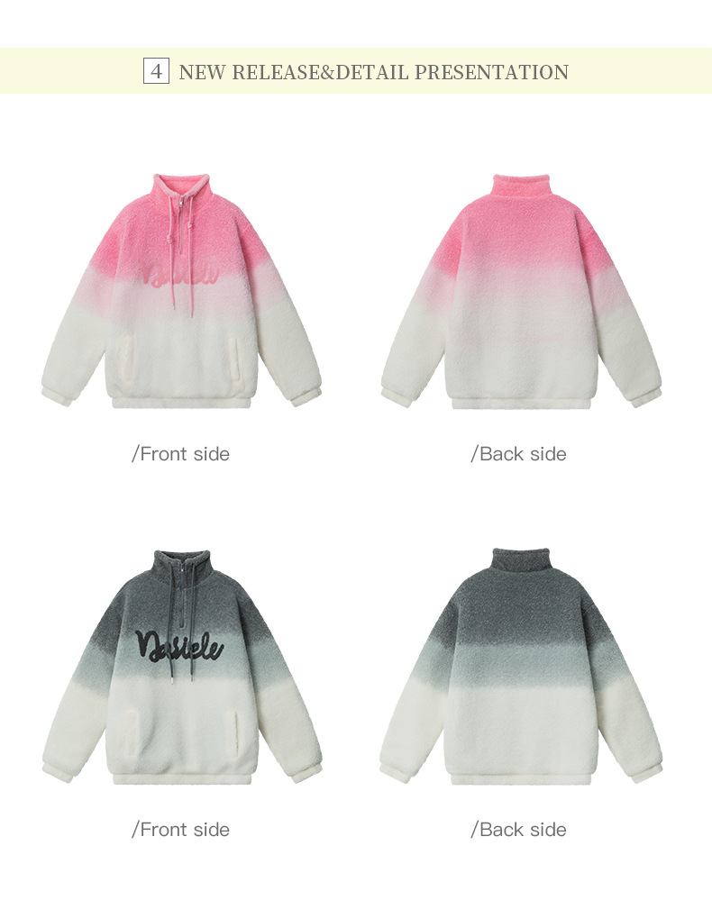 Women's Winter Lamb Wool Sweatshirt Gradient Casual Trendy Jumper_voghion.com
