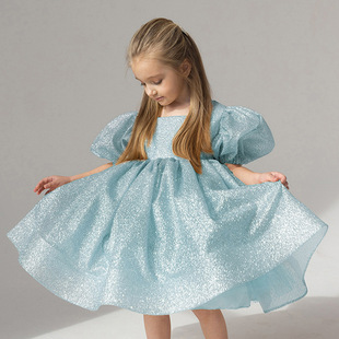 Cross-Border Exclusive Puff Sleeve Dress Princess Dress Flower Girl Wedding Dress Children's Holiday Ball Host Piano Performance Dress