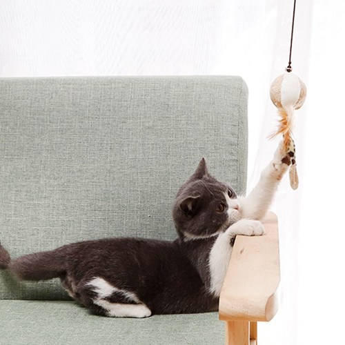 Cat toy kitten stick with feather bell, chewing and chewing mint ball for kittens, cat supplies for self-pleasure and boredom relief for mice