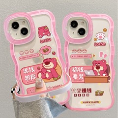 適用蘋果15手機殼iPhone13promax退休叮噹貓12波浪邊11隱形雙支架