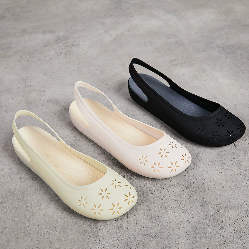 2025 новые резиновые сандалии женская мода нескользящая пляжная обувь женская мягкая подошва желе обувь противоскользящая неглубокая плоская подошва дышащая