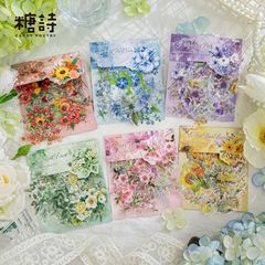 糖诗PET白墨贴纸包 浪漫花店系列 水彩花卉主题手帐DIY素材装饰贴