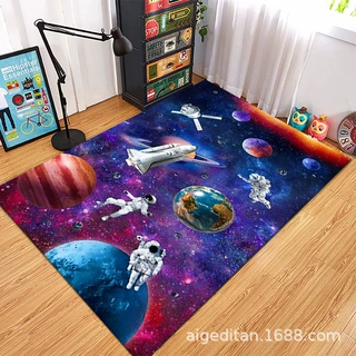 太空星球宇航员卡通图案地毯跨境房间卧室游戏星空地垫现货
