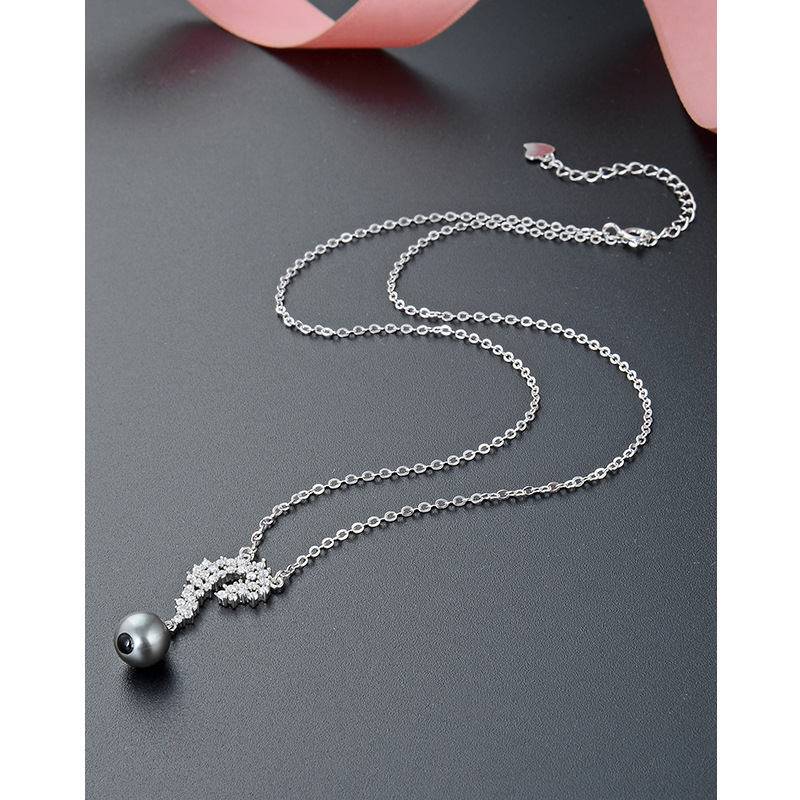 Moda diamante-incrustado pequeña perla fresca collar japonés y coreano s925 plata circón clavícula cadena temperamento popular colgante para las mujeres