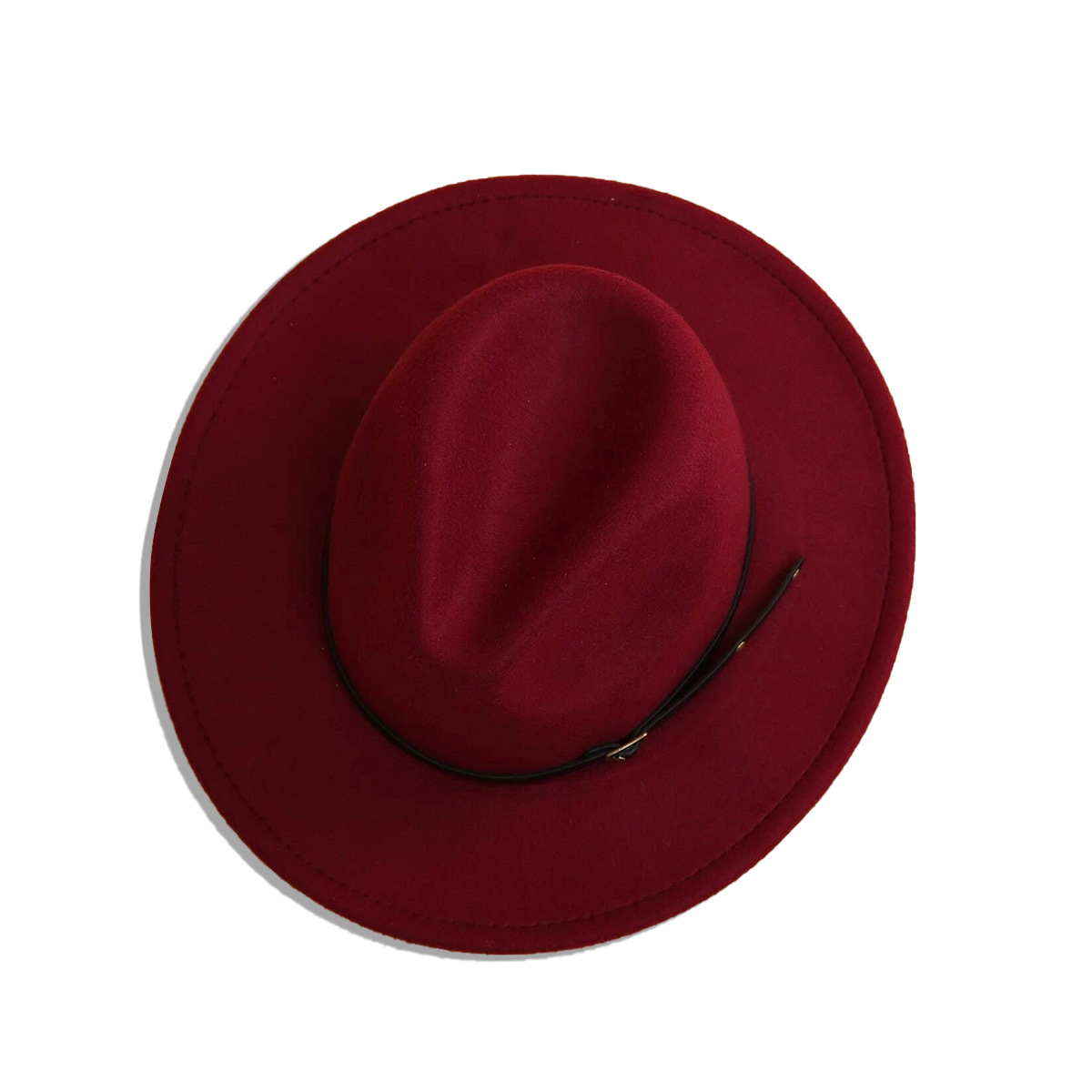 Sombrero Rojo Vino Nuevo Cinturón Palabra Hebilla Sombrero De Copa Otoño E Invierno Sombrero De Jazz De Lana Sombrero Para El Sol De Ala Ancha display picture 6