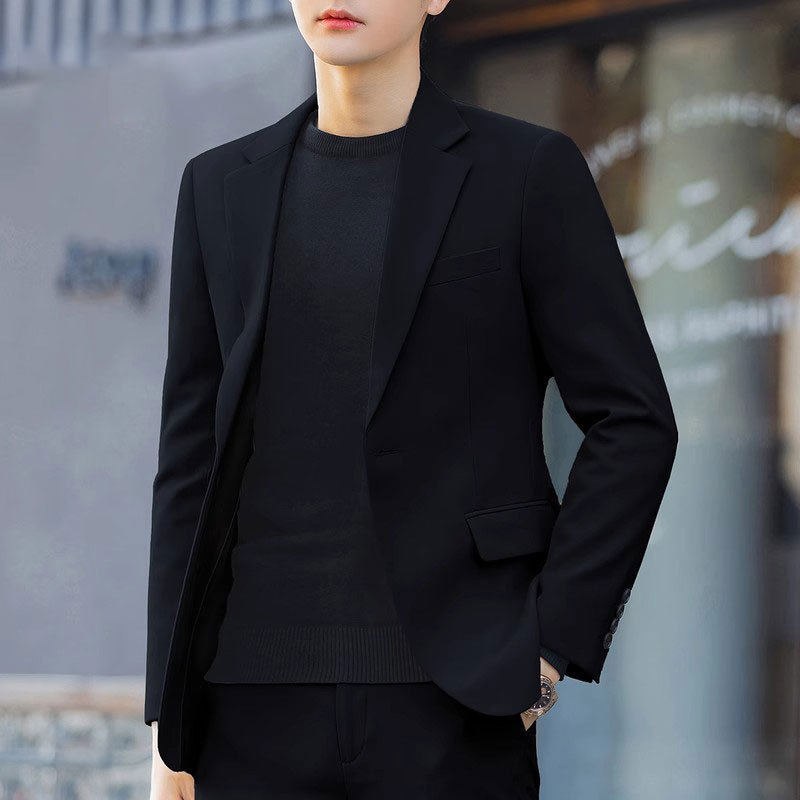 New Korean-style slim-fit suit jacket for men, suitable for spring and autumn, formal attire for professional white-collar workers and groomsmen, versatile blazer