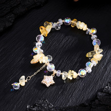 韩版时尚薰衣草浪漫紫水晶手链女闪闪五角星锆石吊坠手环手串饰品