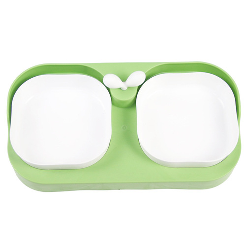 New cat bowl factory wholesale eating and drinking dog bowl double bowl pet supplies leak-proof separate pet bowl