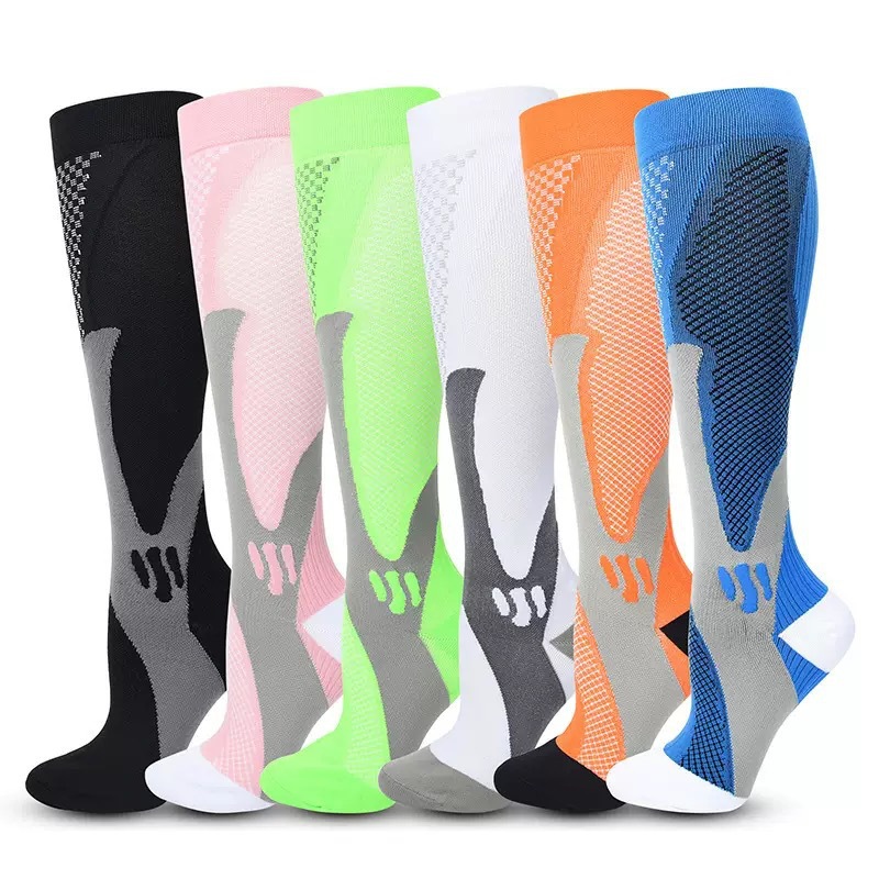 Juego de 6 pares de calcetines deportivos de compresión transfronterizos para fitness, calcetines largos de compresión para pantorrillas para hombres y mujeres, calcetines de compresión elásticos. image 22