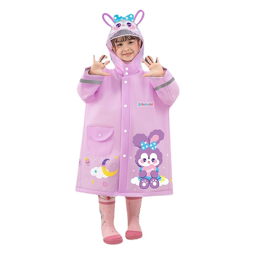 Mingjia EVA impermeable para niños de dibujos animados lindo engrosado botón a presión mochila tridimensional con tira reflectante de dibujos animados de ala extra grande