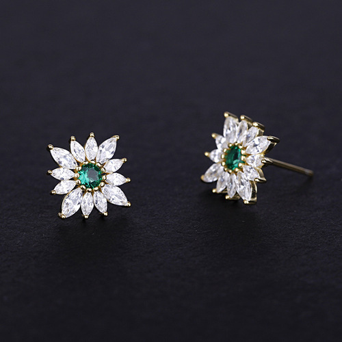 S925 sterling silver gold plated earrings for women retro simple and exquisite temperament commuter girl earrings earrings