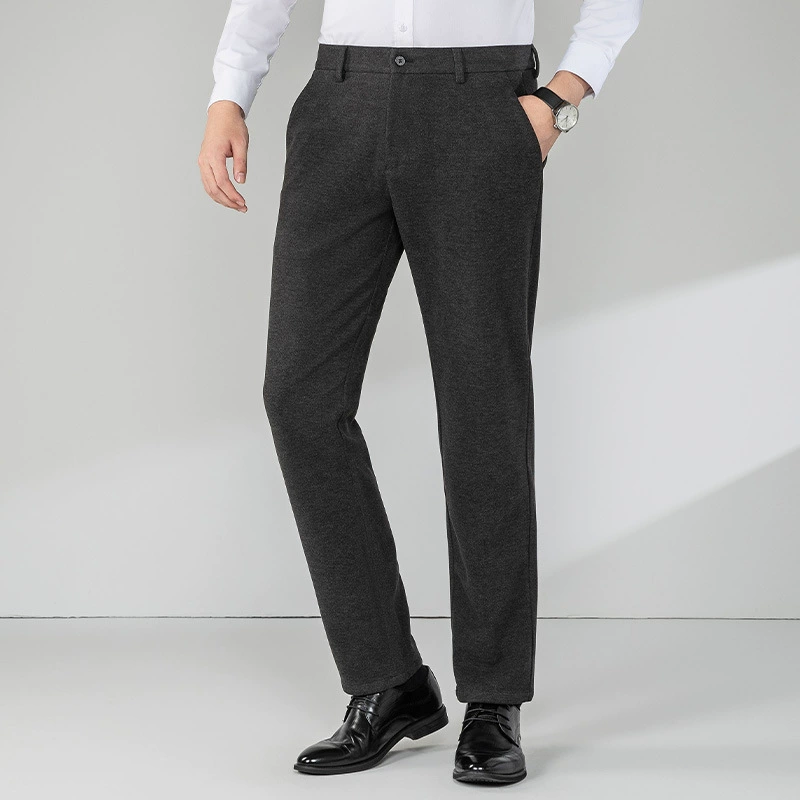 Мужские повседневные брюки из твида на зиму 2025 года, утепленные, прямые, в итальянском стиле, классические брюки для зрелых мужчин