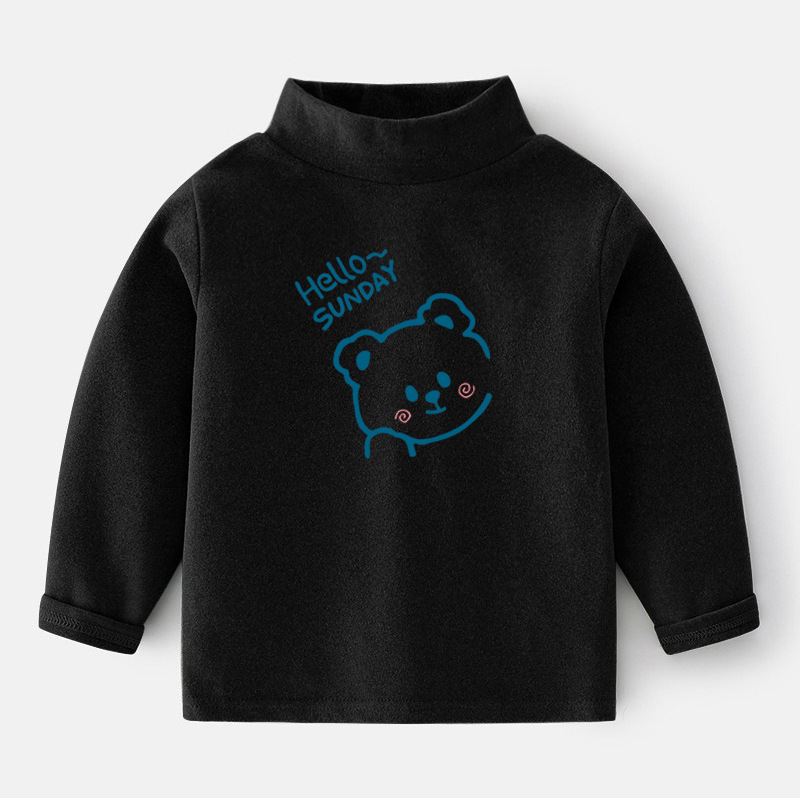 Directo de fábrica de otoño e invierno de terciopelo estilo occidental que basa la camisa superior de los niños 2023 nuevo medio cuello alto de manga larga Camiseta