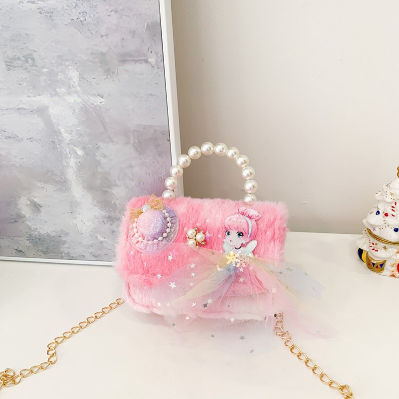 Hermosa mochila de niña pequeña moda de moda mochila portátil, princesa dama mochila de perlas, mochila de hombro