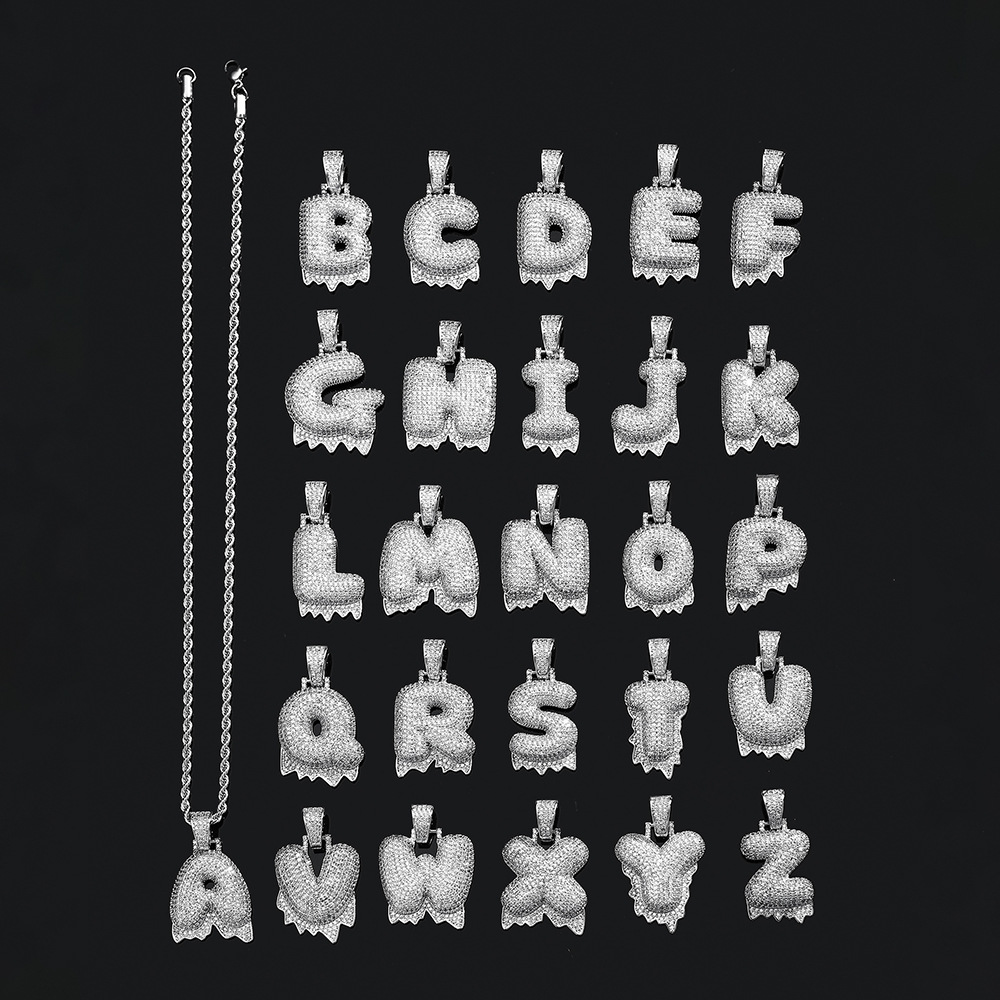 Cross-border hip hop burbuja colgante 26 letras nombre personalizado nicho accesorios de personalidad de zircon para hombres