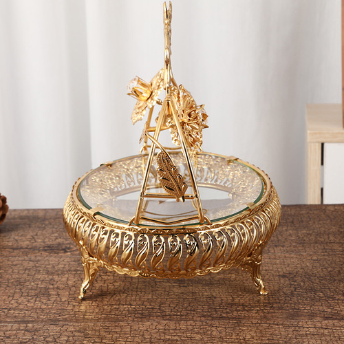 Manufacturer's new product European-style round fruit plate tempered glass basket for home living room fashion creative craft fruit plate