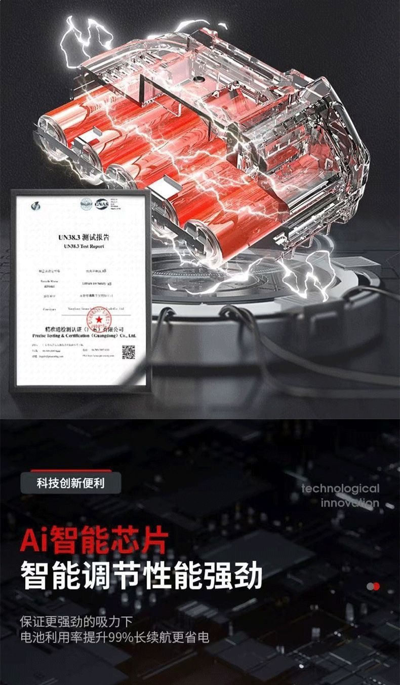 Zhigao Car Vacuum Cleaner with Wireless Charging, Strong Suction for Car and Home Use, Powerful Handheld Lithium Battery