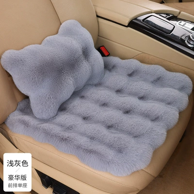Wool pad Covers, Winter Rabbit Fur Car - light-gray-bubble-velvet-single-cushion-lumbar-pillow