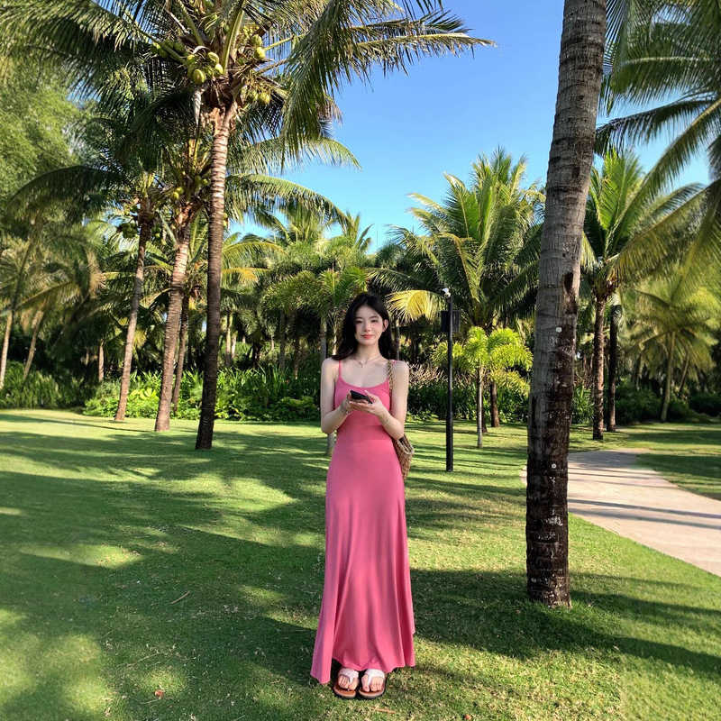 Sexy Kardashian dress Women's Spring and Summer Sling Long Dress Slim-fit Elegant Holiday Dress Pure Desire Spice Girl A- line Dress