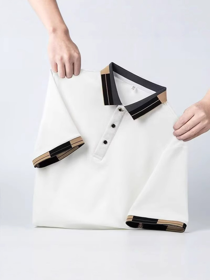 Camisas de verano de manga corta polo con cuello de color pesado con cuentas solona con collar de tela impresa personalizada logotipo