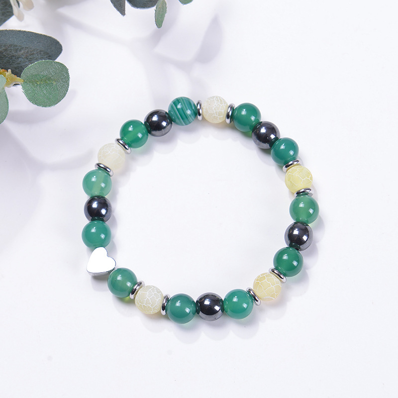 Retro Heart Shape natural stone Agate Beaded Bracelets 1 Piece