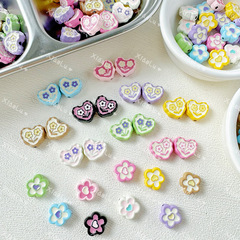 マカロン可爱い风2色ハート花ペイント合金diyビーズハンドチェーンネックレス髪アクセサリーアクセサリー