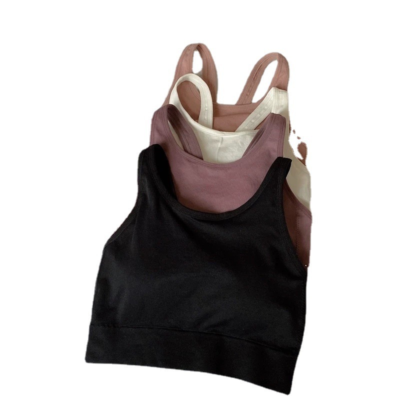 Sports Vest Underwear Women's Anti-slip Sling Wrapping Chest without Steel Ring Gathering All-match Comfortable Bra with Chest Pad Tube Top Bra