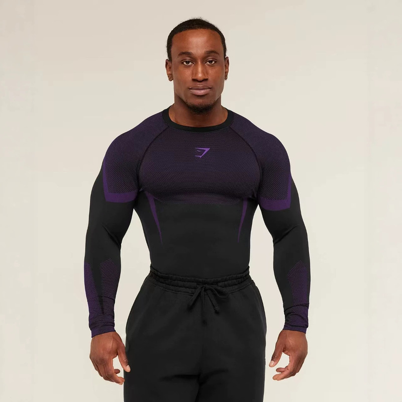 Gymshark New Running Sports Fitness Long-Sleeved Tops Casual Breathable Tight-Fitting Long-Sleeved Men's T-Shirt Shark