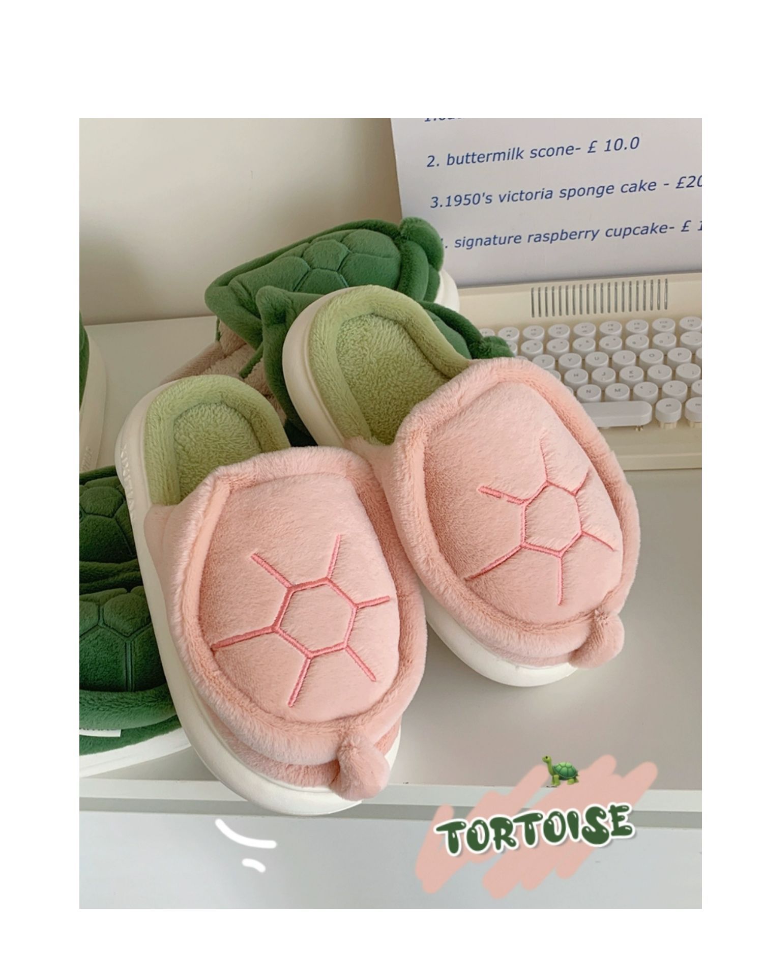 pink turtle-shaped slippers