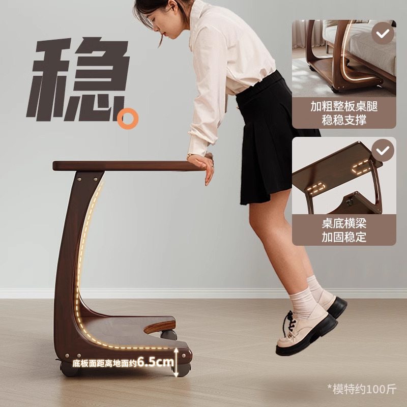 Mesa de té pequeña sala de estar doméstica móvil plegable madera sólida borde sofá gabinete lateral mesas de cabecera mesas de lado mesas de mesas de té