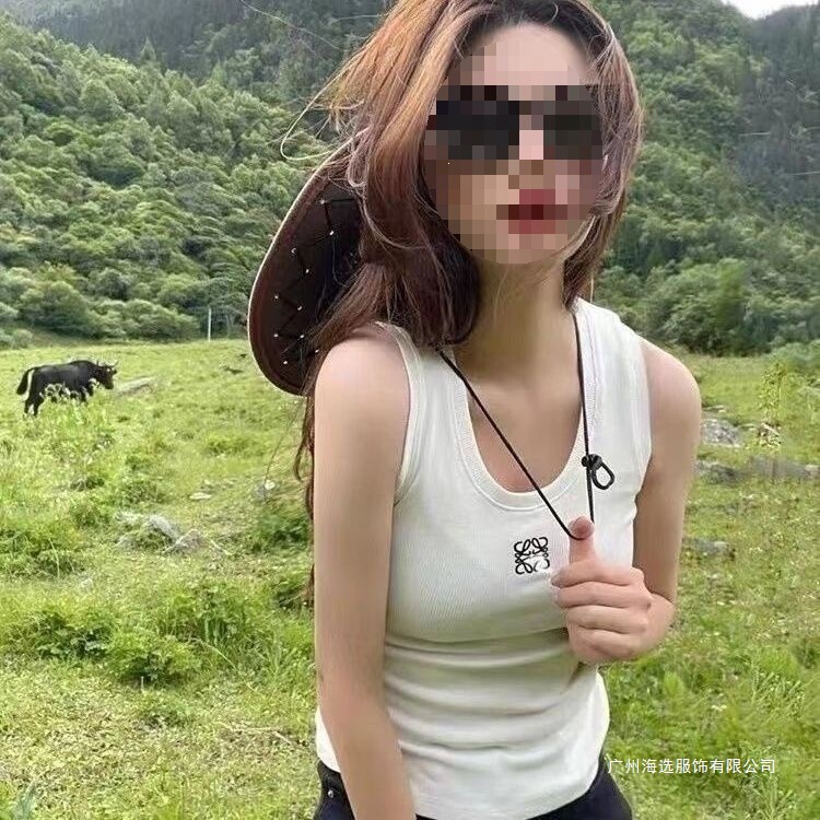 Knitted Summer New Style Embroidered Ribbed Camisole Slim-Fit Tank Top Versatile Short Sleeveless Base Layer