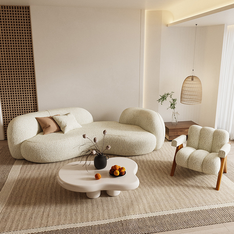Wabi-Sabi Style Beauty Salon Rest Area Sofa Curved Design Yoga Studio Leisure Chair Internet Celebrity Homestay Creative Single Chair