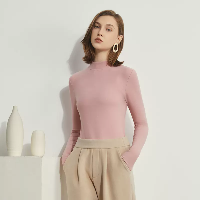 女士德绒打底衫秋冬新品玻尿酸热能美肤衣半高领保暖修身长袖T恤