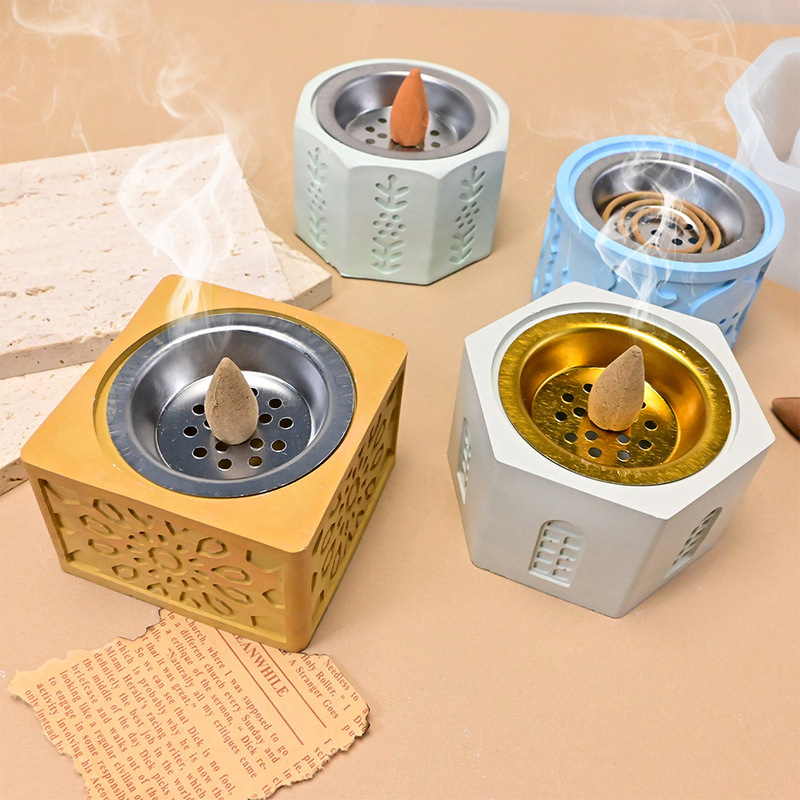 花の新しい中東スタイルの香炉シリコーン型 diy アロマセラピー炉デスクトップ装飾品ディフューザー石膏型|undefined