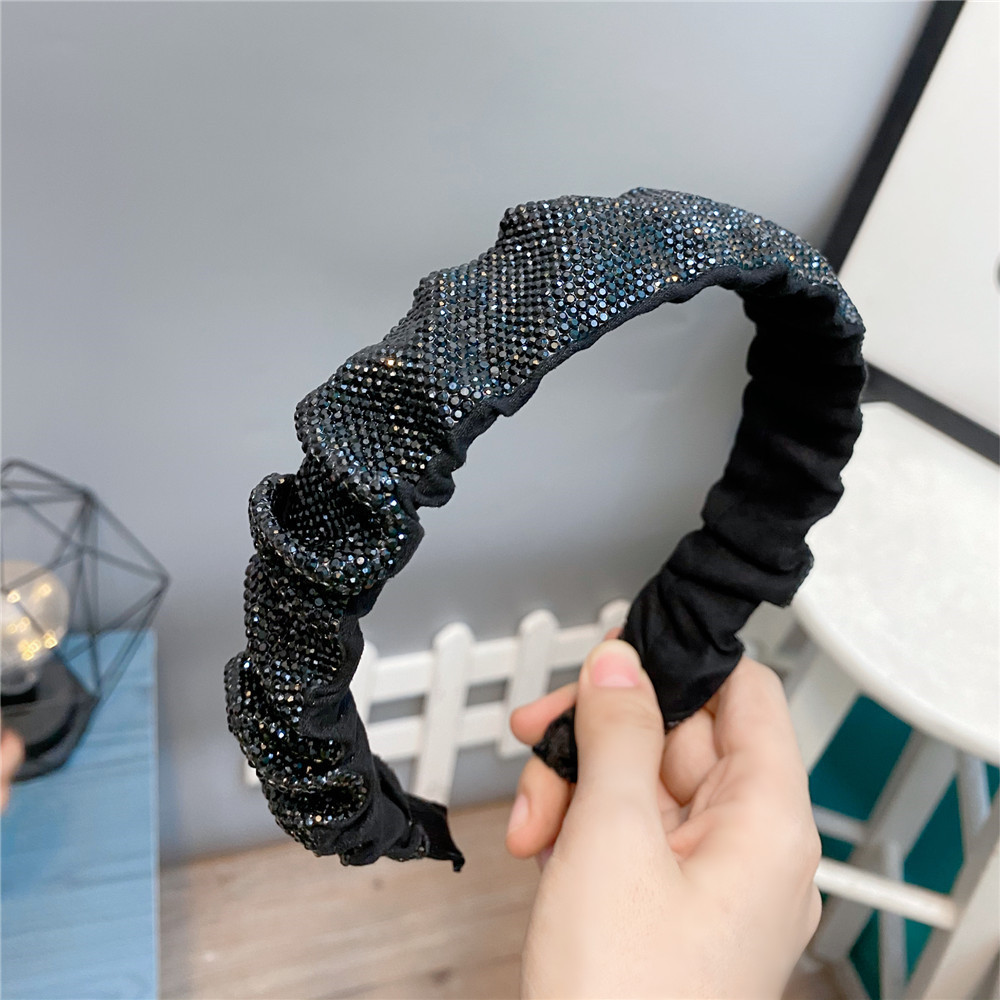 Korean Style Creative Full Rhinestone Folded Wide Headband display picture 6