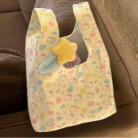 可爱帆布手提包ins风新款通勤托特便携式大容量外出手拎包百搭包