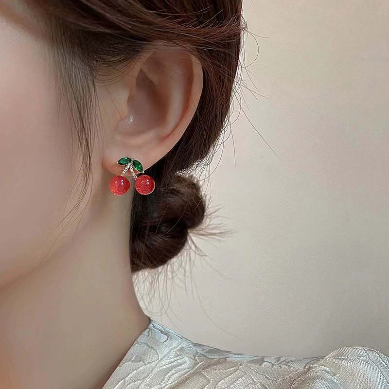 Красная серебряная игла, милые маленькие серьги с оригинальным дизайном, образец серебра 925, стиль легкой роскоши