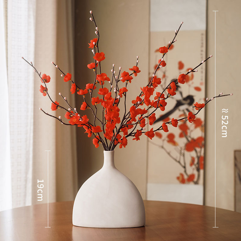 Flor de ciruela de ciruela flor de imitación flor de seda sala de estar gabinete de televisión decoración de mesa de té decoración de estilo chino para el hogar arreglos de flores